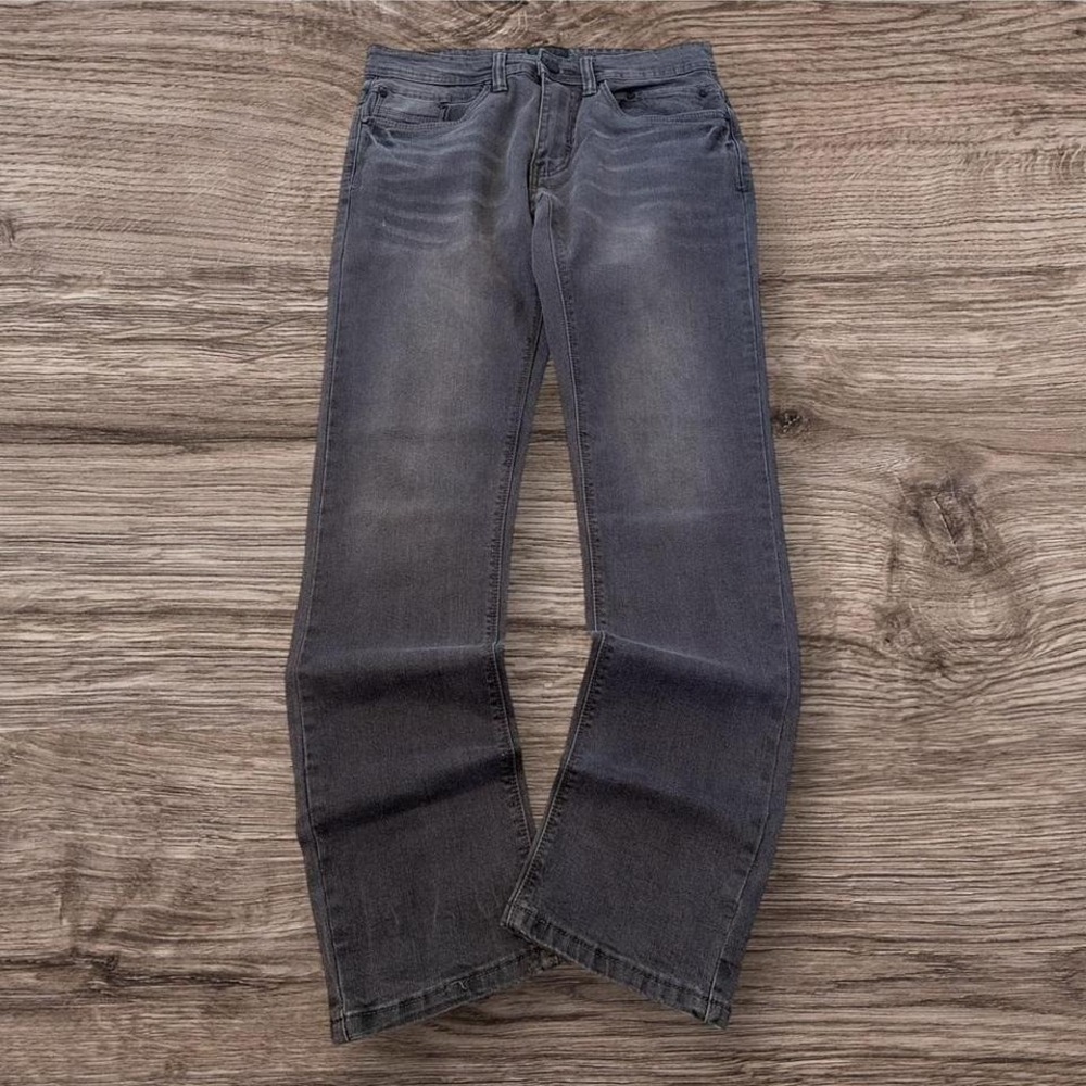 Y2K Grunge Slim Fit Stacked Gray Wash Jeans (30x30)